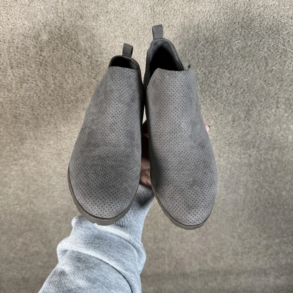 Dr‎ Scholls Shoes Womens Size 6 Gray Perforated Ankle Booties Slip On Comfort